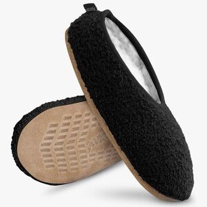Pembrook black Memory foam Sherpa lined  slippers Size large NWT
